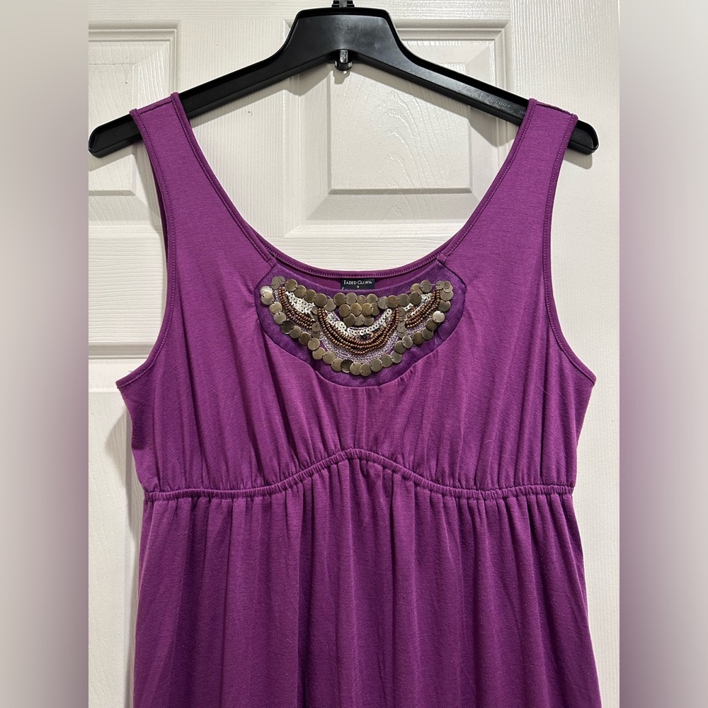Faded Glory Beaded Neckline Purple Maxi Dress